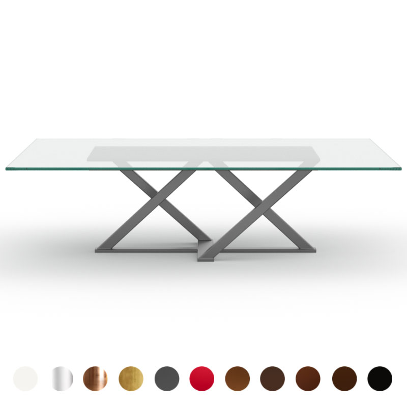 Luxus Esstisch aus Glas konfigurieren anthrazit modern durchsichtig Handarbeit premium Tisch bestellen und liefern lassen Aachen