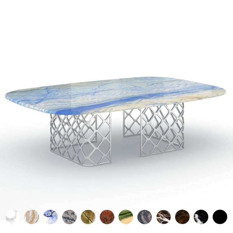 Luxus Esstisch Marmor Stein Azul Macaubas rund/oval konfigurieren Dayton