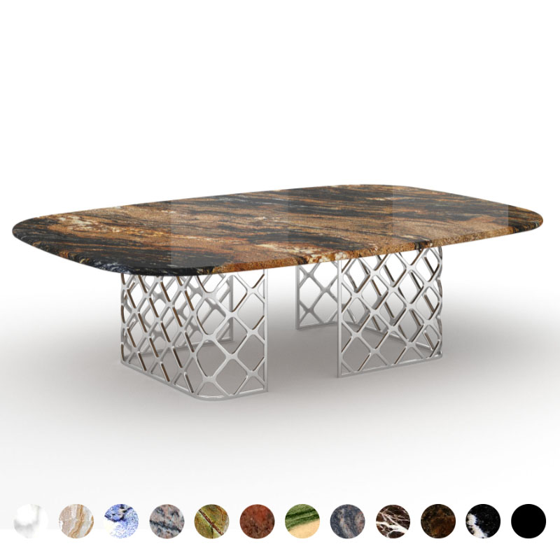 Luxus Esstisch Marmor Stein Magma Gold rund/oval konfigurieren Dayton