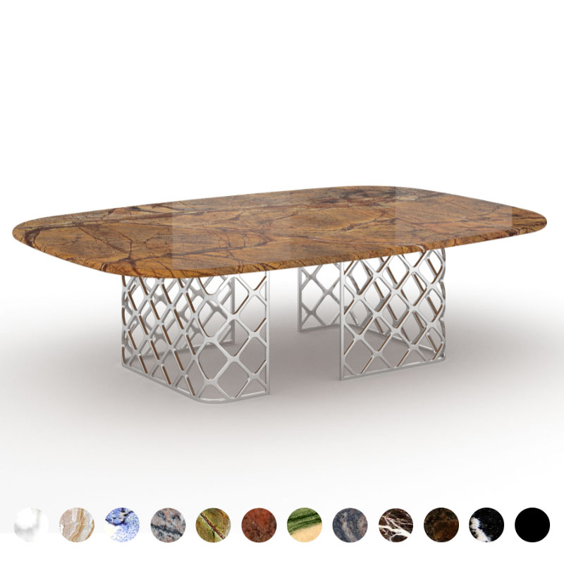 Luxus Esstisch Marmor Stein Rainforest Brown rund/oval konfigurieren Dayton