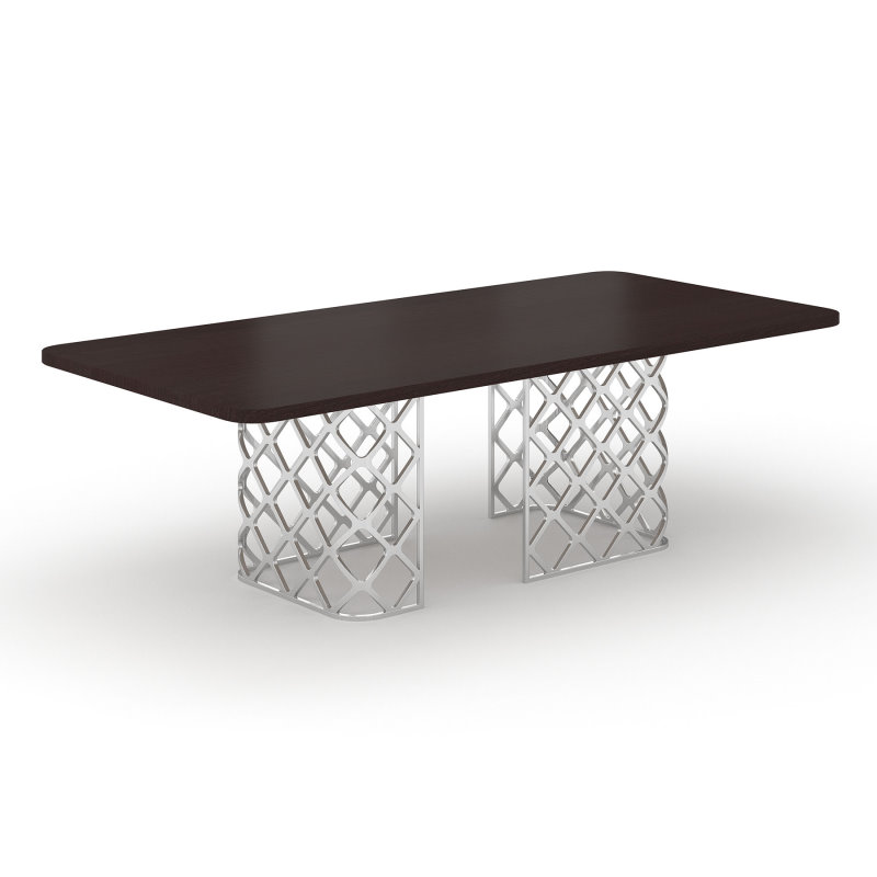 Designertisch Retro Metall-Gestell und Massivholz Wenge Tischplatte Dayton