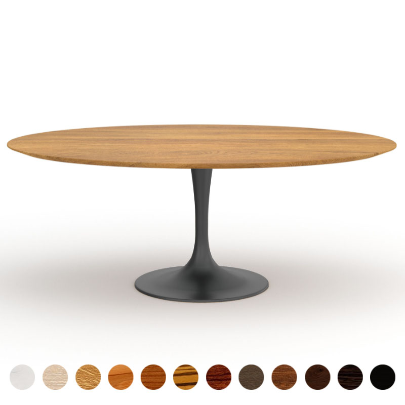 Deluxe Esstisch rund aus Massivholz Eiche zweifarbig Tulpe