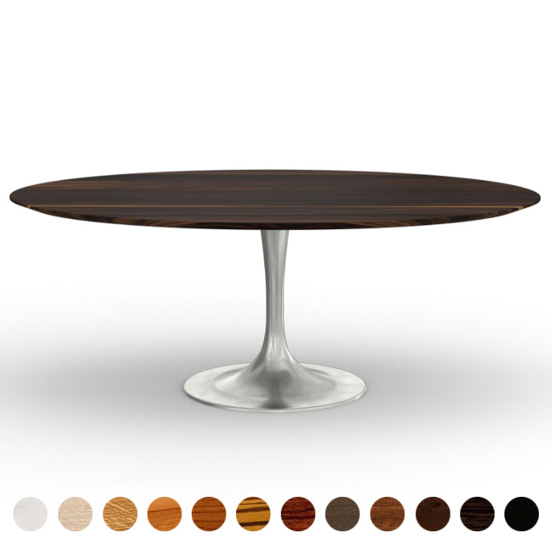Deluxe Esstisch rund aus Massivholz Oak-smoked zweifarbig Tulpe