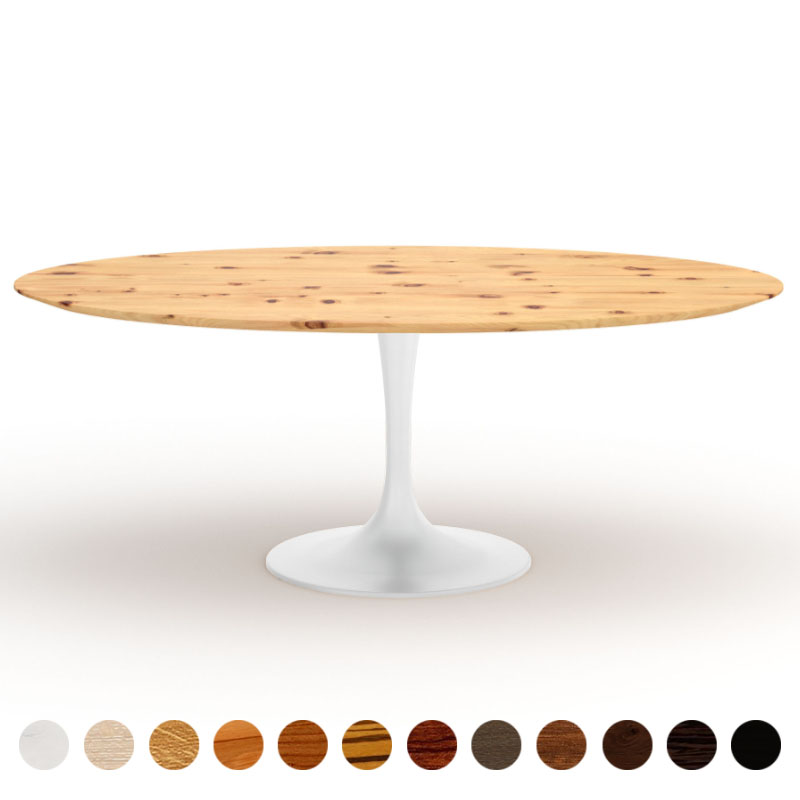 Deluxe Esstisch rund aus Massivholz Zirbe zweifarbig Tulpe