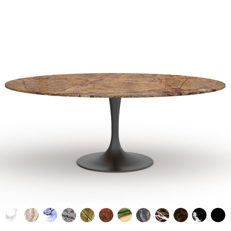 Runder Luxus Esstisch Naturstein Rainforest Brown Marmor Tulpe nach Maß