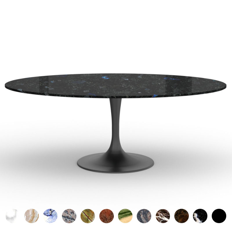 Runder Luxus Esstisch Naturstein Wolga Blue Marmor Tulpe nach Maß