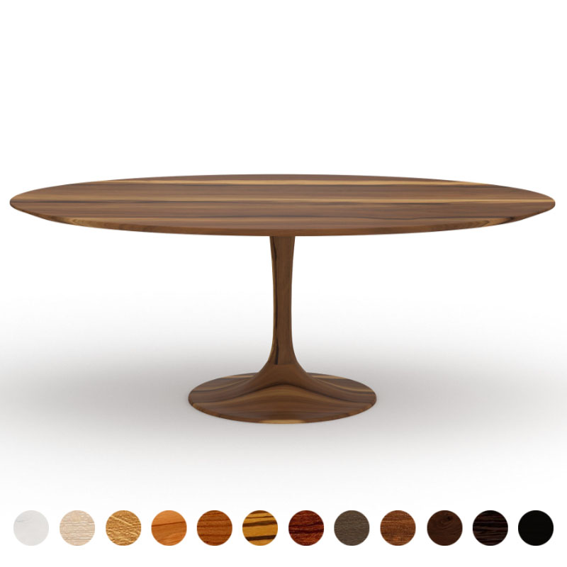 Luxus Esstisch rund aus Massivholz Nussbaum-satin Tulpe