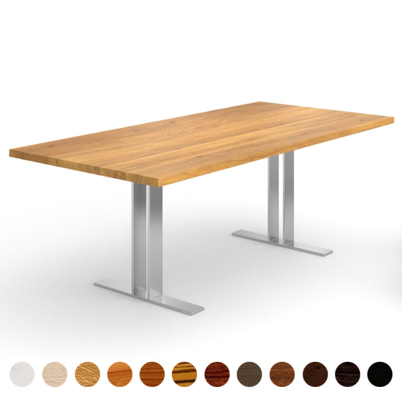 Moderner Esstisch Holz massiv Eiche mit Metallgestell Mandal