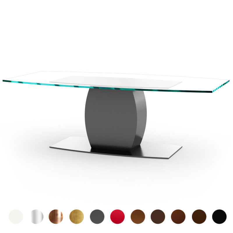 Esszimmertisch Amsterdam mit Glasplatte & Metallgestell – modern konfigurierbar & nach Maß gefertigt