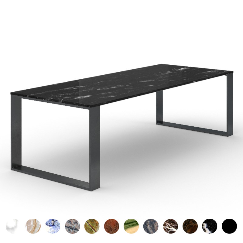 Esszimmertisch mit Metall Kufen und Marmor Natursteinplatte Via Lattea Bremen