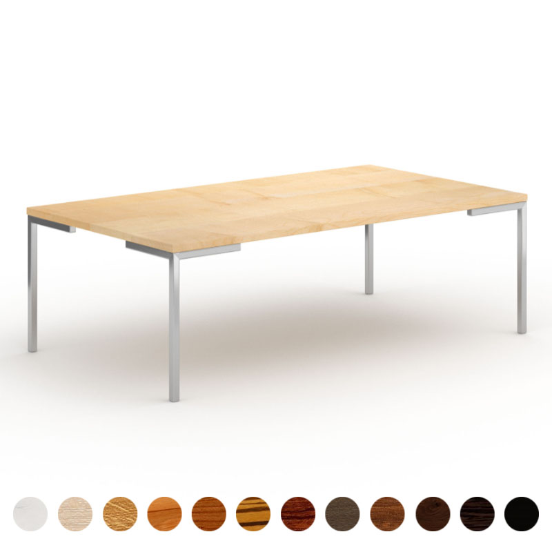 moderner Couchtisch aus Ahorn nach Mass Massivholz mit Metallgestell und Holzlatte luxus Wohnzimmertisch auch als exklusiver Schreibtisch