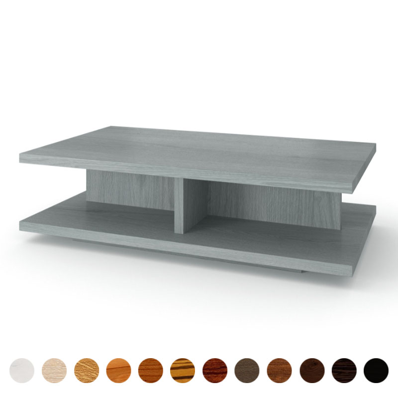 Premium Couchtisch massives Holz Eiche-grau mit Ablagefach Manhattan