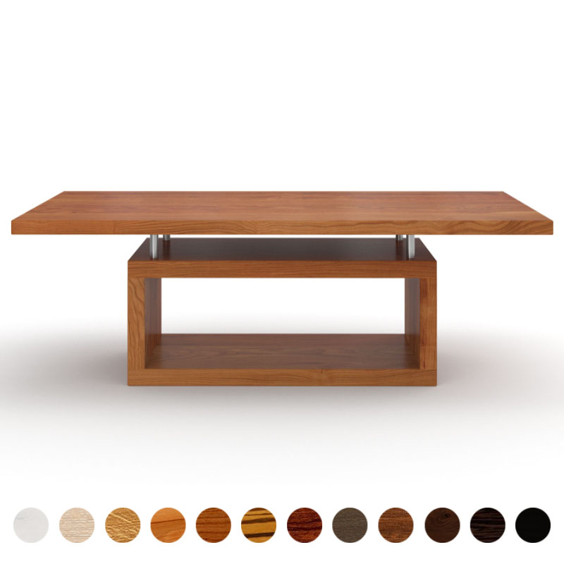 Exklusiver Couchtisch Massivholz Kirsche-amerikanisch mit Mittelfuß und Ablagefach Rom