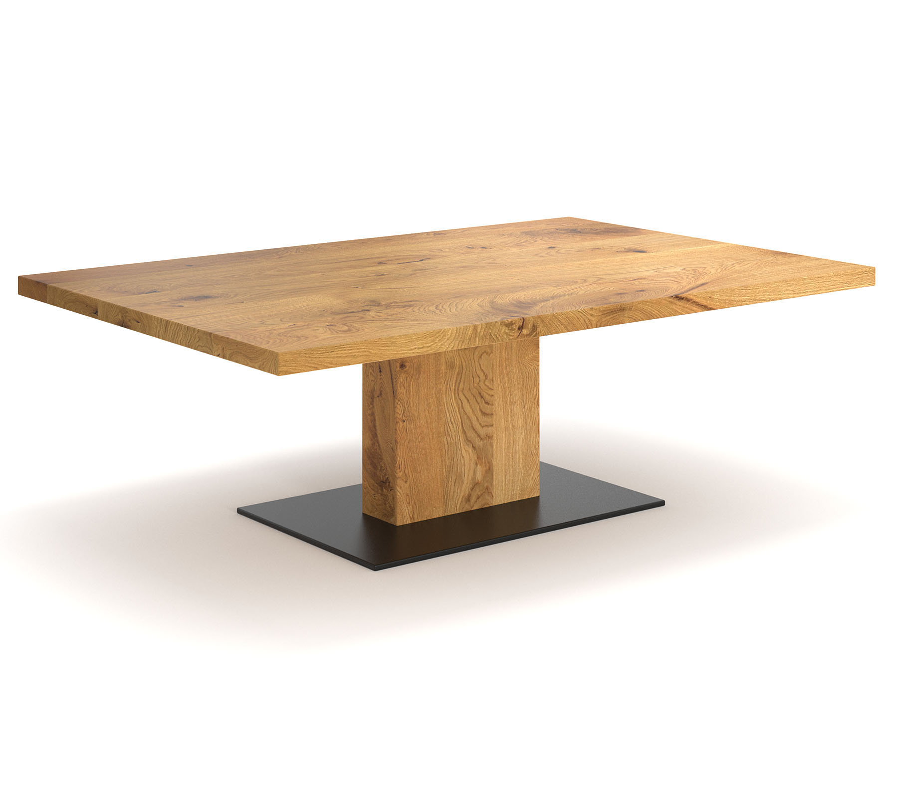 Säulen‐Couchtisch Dublin mit Wildeicheholz & Metallgestell – modern konfigurierbar & nach Maß gefertigt