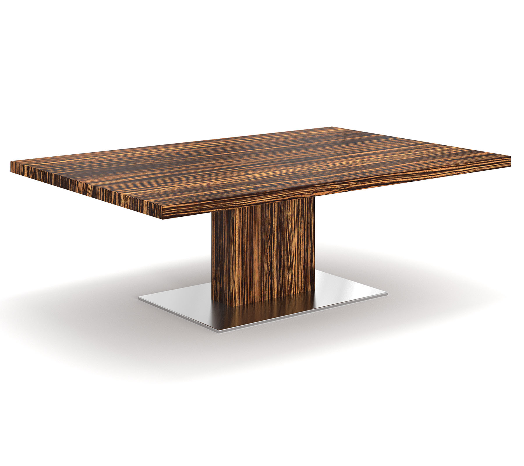 Säulentisch Couchtisch Massivholz Zebrano mit Mittelsäule Dublin