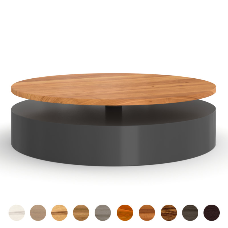 Couchtisch rund Massivholzplatte mit Metallfuß Aveiro birnbaum