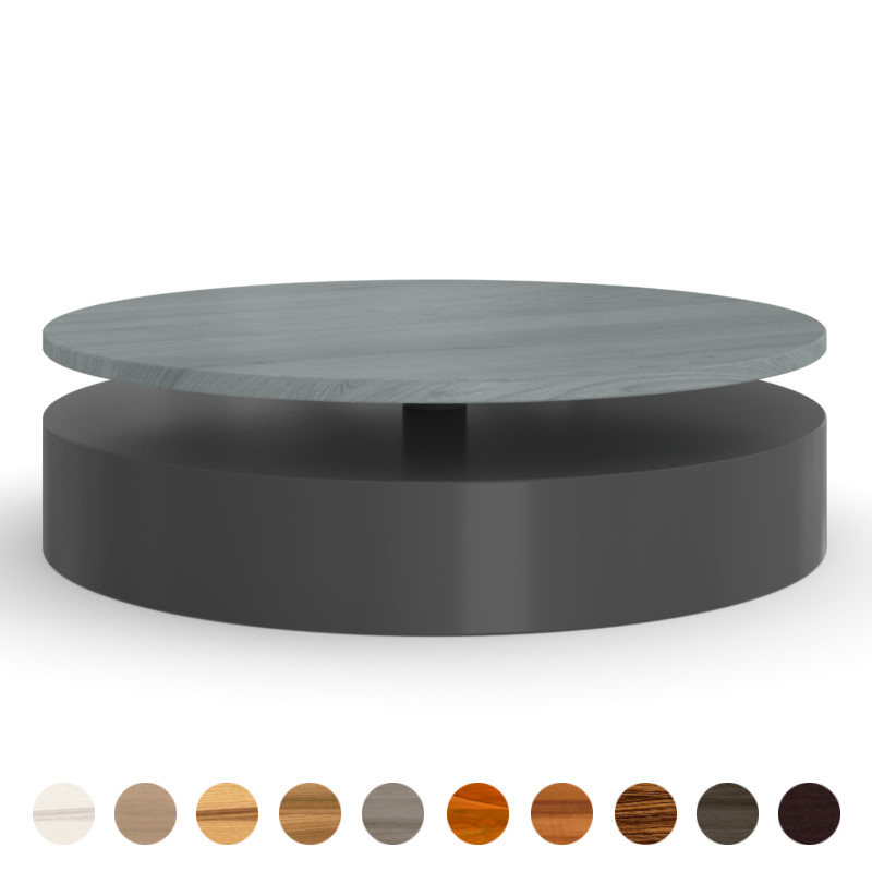 Couchtisch rund Massivholzplatte mit Metallfuß Aveiro eiche grau