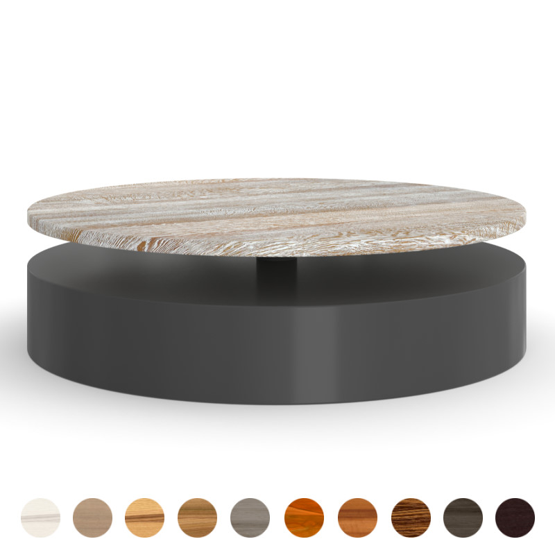 Couchtisch rund Massivholzplatte mit Metallfuß Aveiro eiche shabby chic