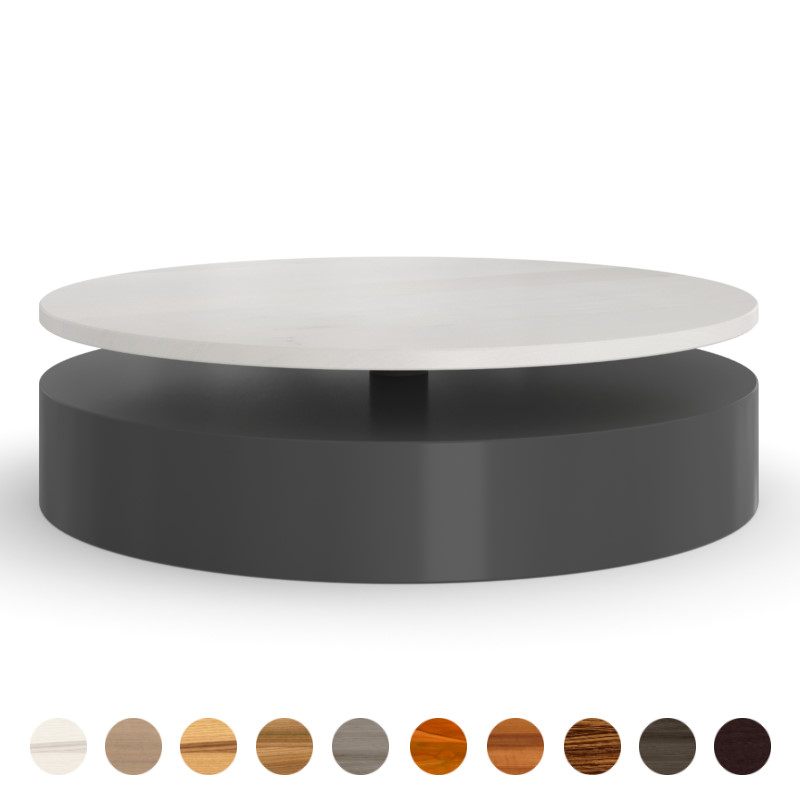 Couchtisch rund Massivholzplatte mit Metallfuß Aveiro eiche weiß