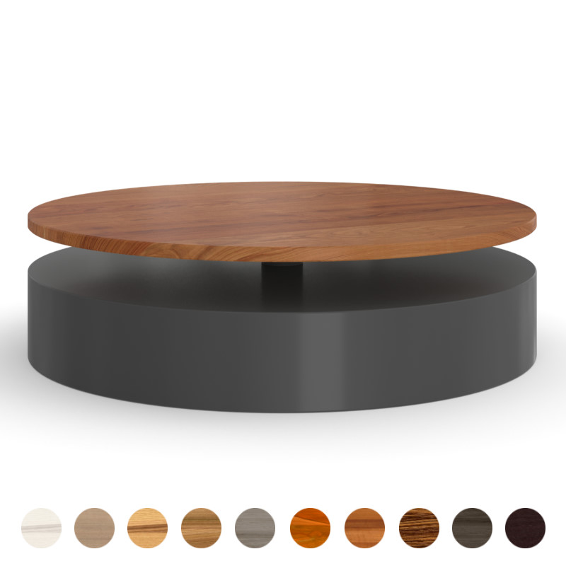 Couchtisch rund Massivholzplatte mit Metallfuß Aveiro kirsche amerikanisch