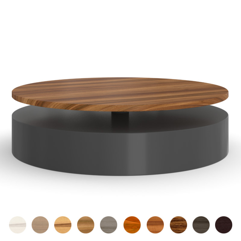 Couchtisch rund Massivholzplatte mit Metallfuß Aveiro ulme