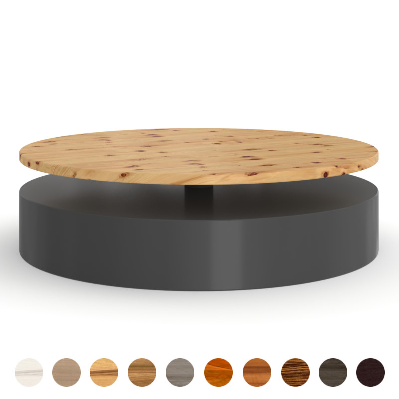 Couchtisch rund Massivholzplatte mit Metallfuß Aveiro zirbe