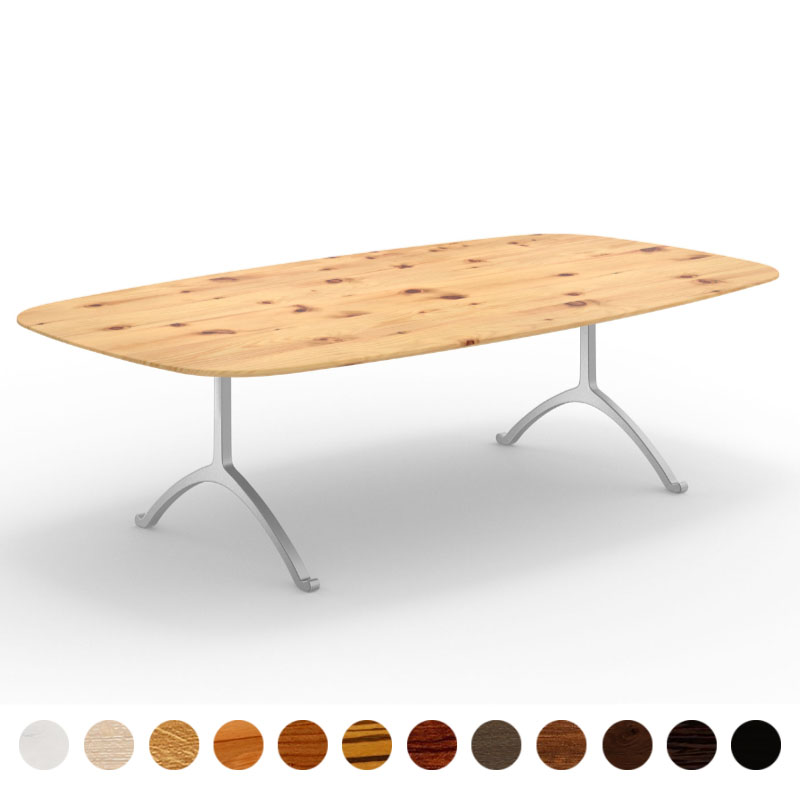 Exklusiver Couchtisch mit Massivholzplatte Zirbe und geschwungenen Tischbeinen Jersey