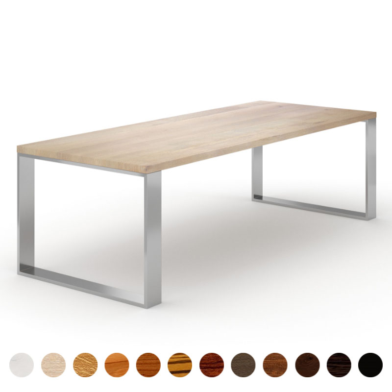 Hochwertiger Wohnzimmertisch aus Holz Eiche-gekälkt mit Metallkufen Bremen