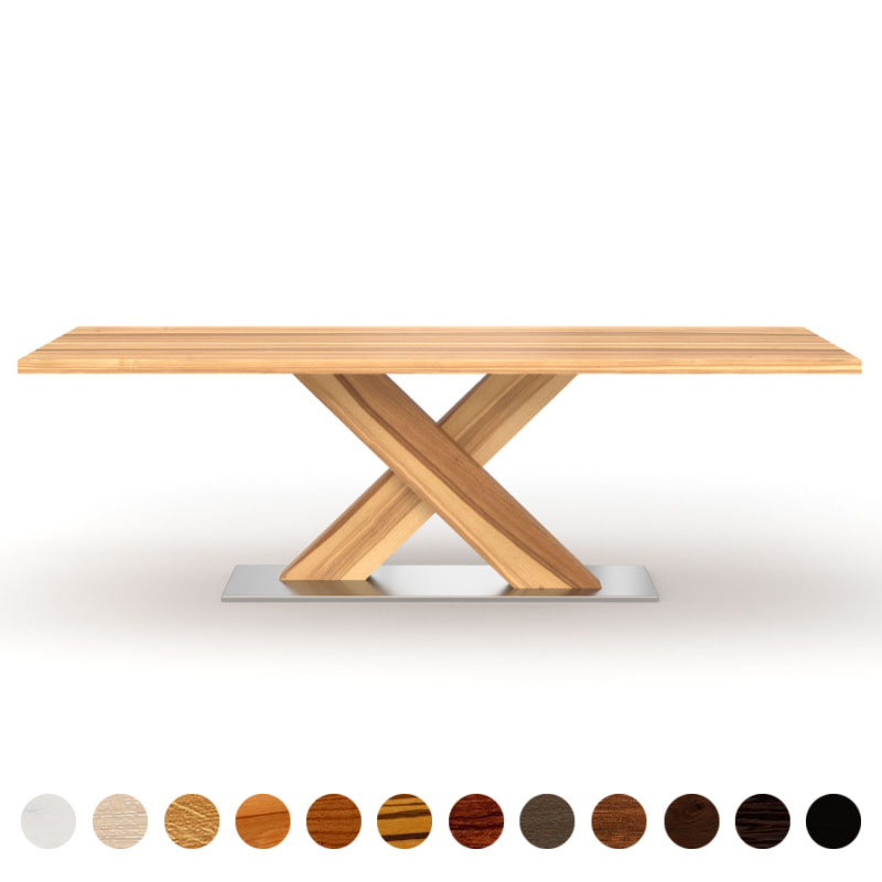 Couchtisch Massivholz Kernesche mit diagonalem X-Metallgestell Danzig