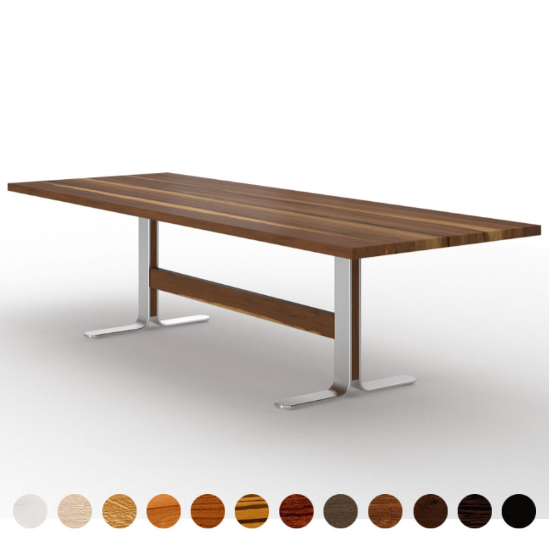 Hochwertiger Wohnzimmertisch mit Massivholz Nussbaum-satin und Metallgestell Bradford