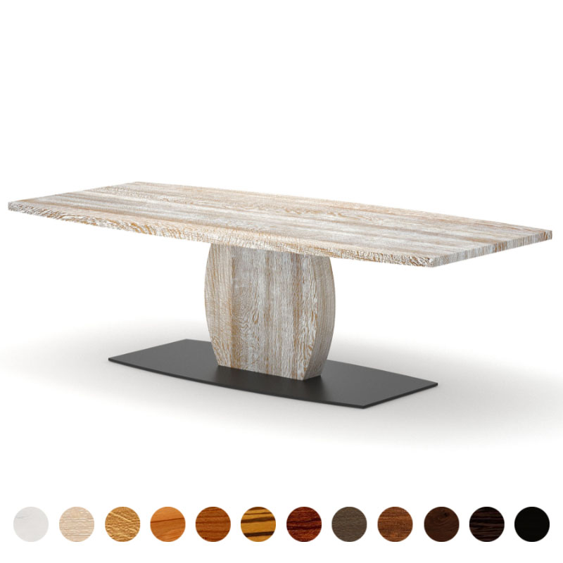 Exklusiver Couchtisch mit Mittelsäule Massivholz Eiche shabby chic Athen