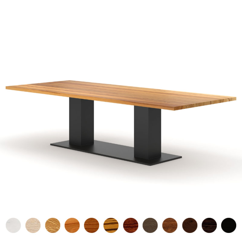 Premium Couchtisch Massivholz Kernbuche mit Tischsäulen aus Metall Hanoi