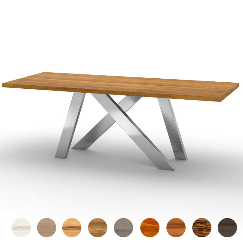 Exklusiver Couchtisch mit Massivholzplatte Ahorn und geschwungenen Tischbeinen Jersey