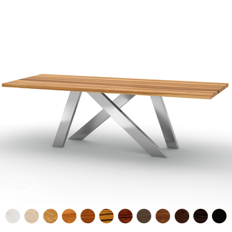 Exklusiver Couchtisch mit Massivholzplatte Kernesche und geschwungenen Tischbeinen Jersey