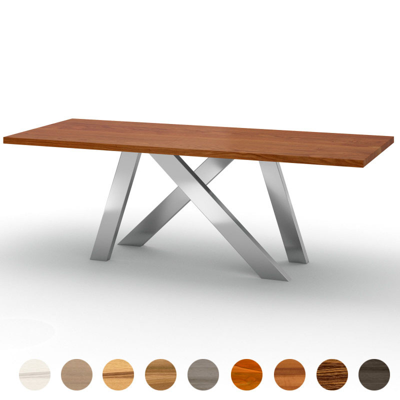 Exklusiver Couchtisch mit Massivholzplatte Kirsche-amerikanisch und geschwungenen Tischbeinen Jersey