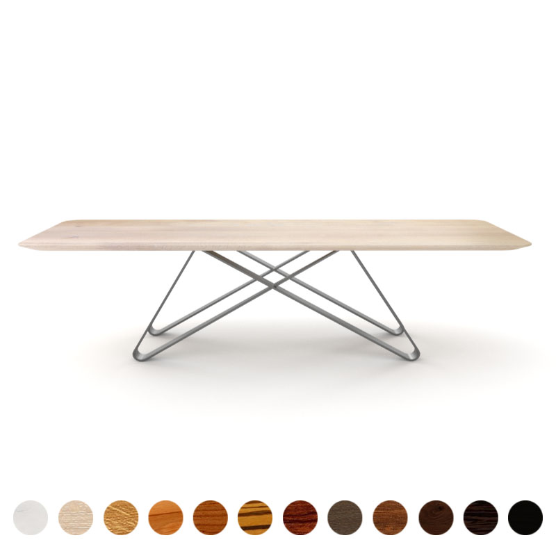 Deluxe Couchtisch mit Massivholzplatte Eiche-gekälkt und Metallgestell Dehli