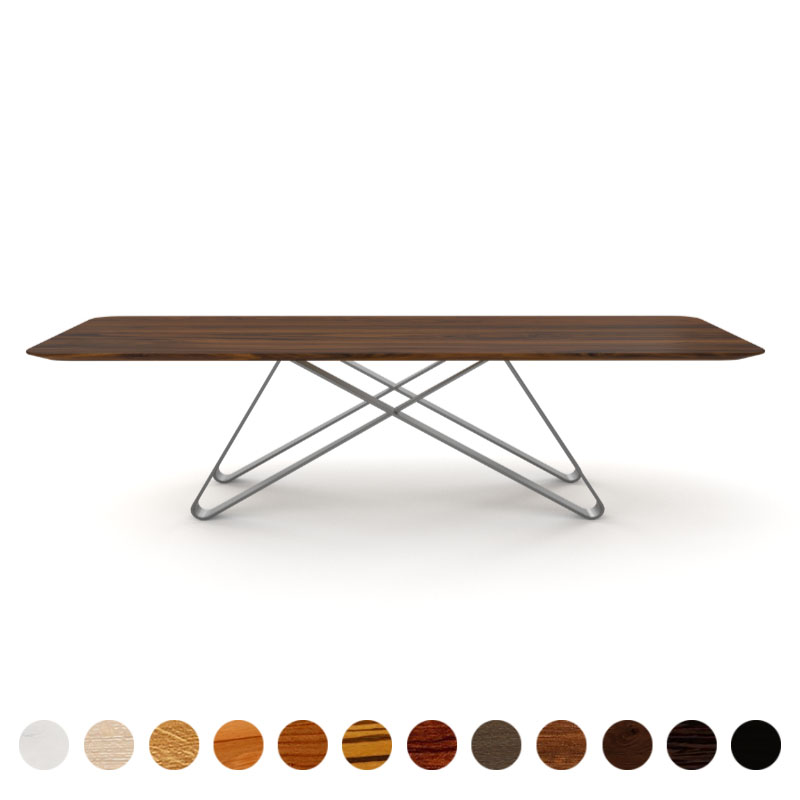 Deluxe Couchtisch mit Massivholzplatte Nussbaum-amerikanisch und Metallgestell Dehli