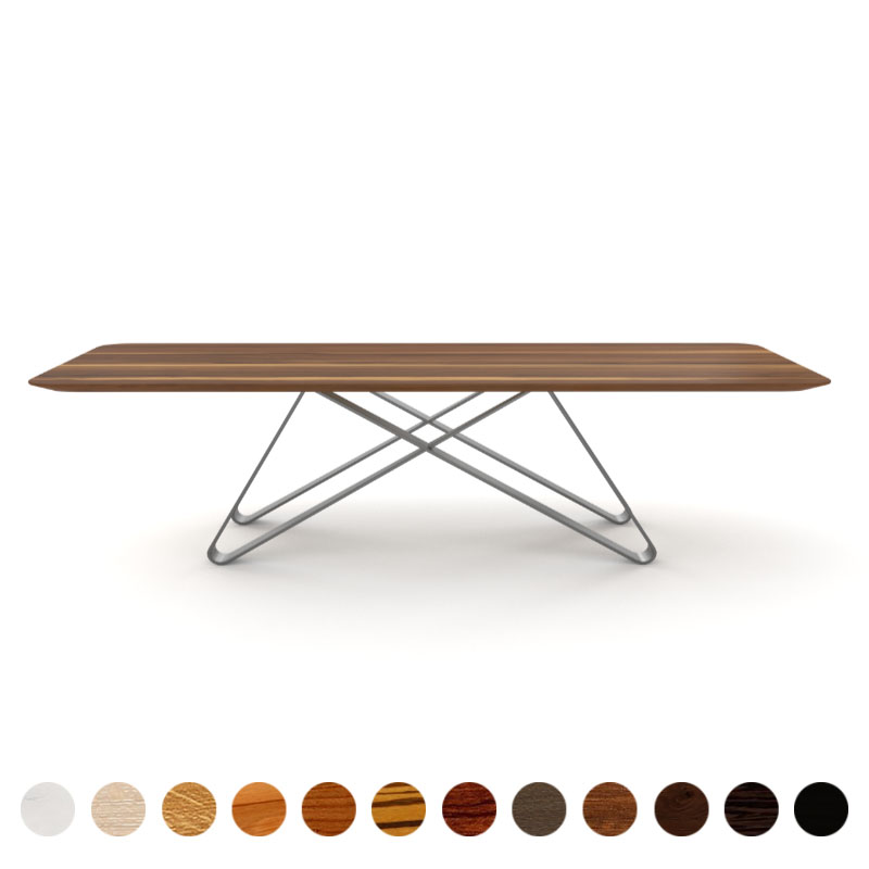 Deluxe Couchtisch mit Massivholzplatte Nussbaum-satin und Metallgestell Dehli