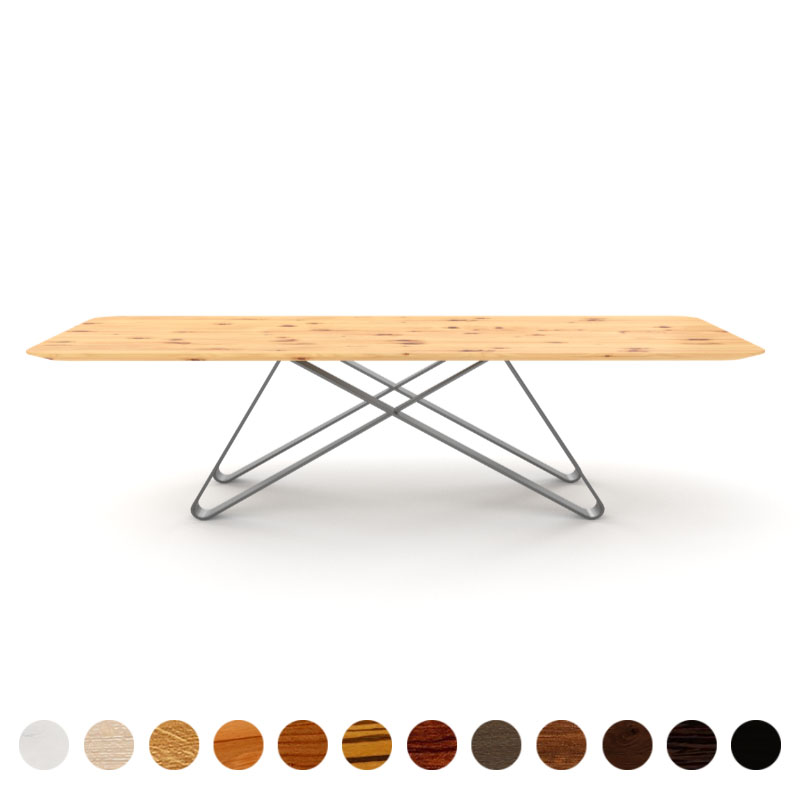 Deluxe Couchtisch mit Massivholzplatte Zirbe und Metallgestell Dehli