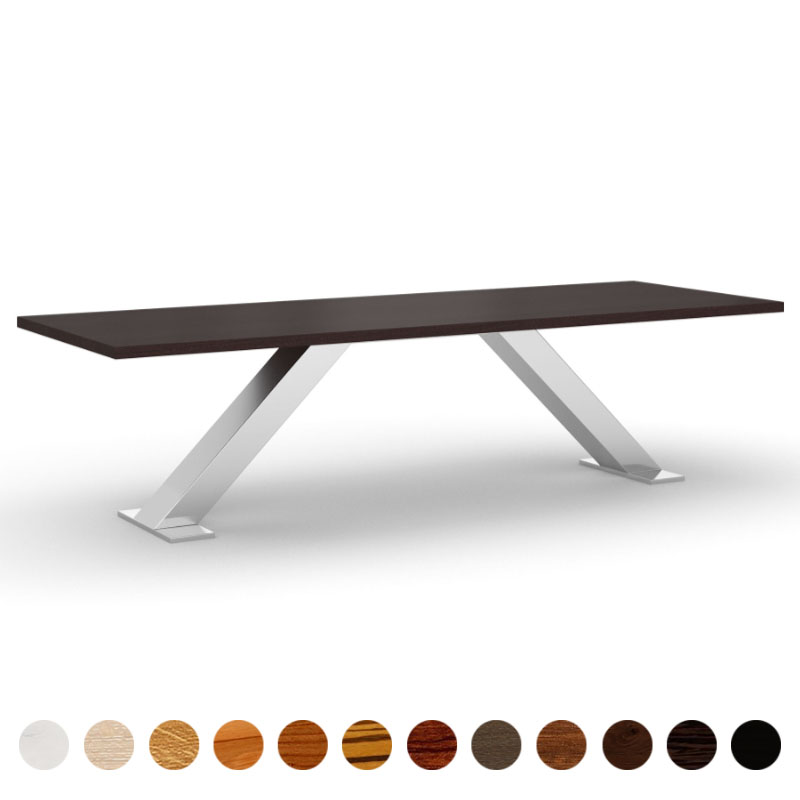 Premium Couchtisch Massivholz Wenge mit diagonalen Metallgestell Breslau