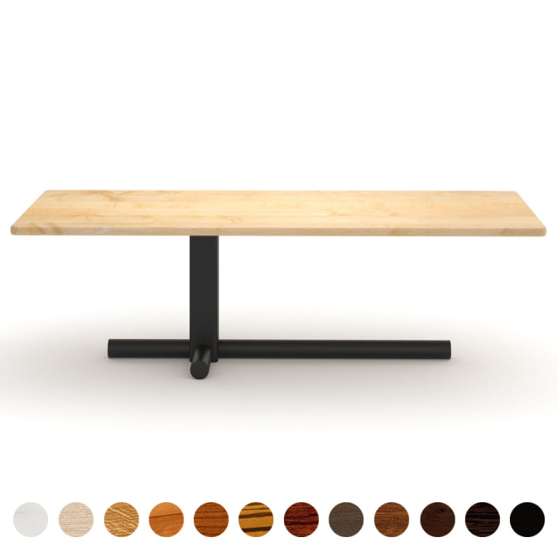 Hochwertiger Couchtisch mit Massivholz Tischplatte Ahorn und Tischsäule asymmetrisch Arezzo