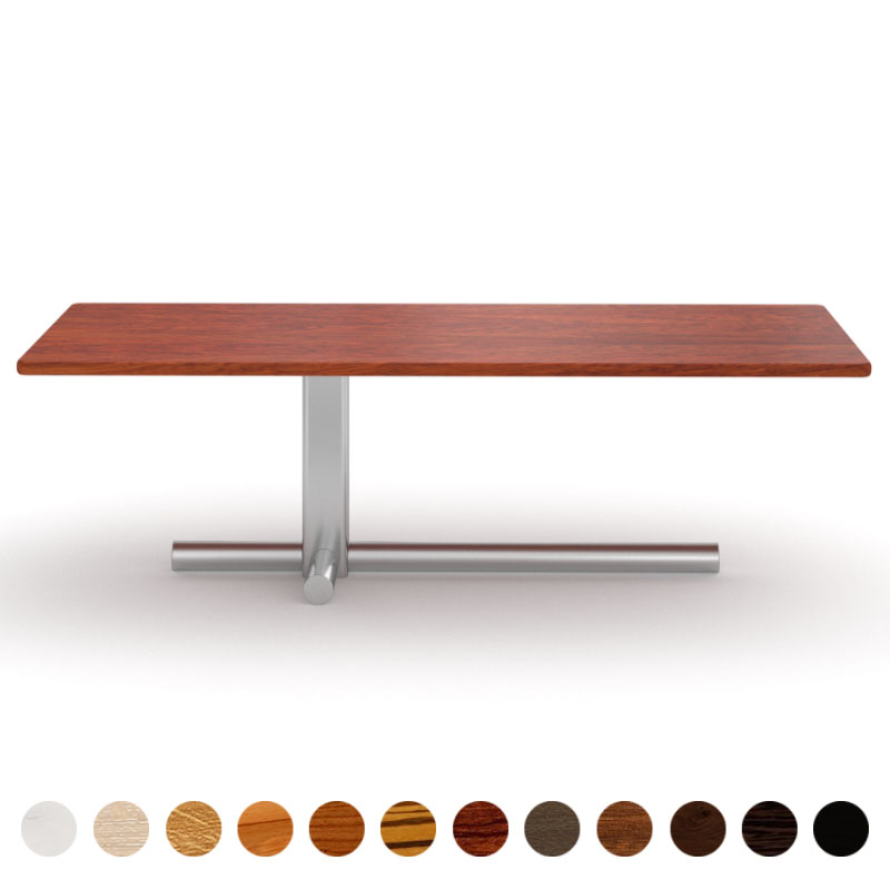 Hochwertiger Couchtisch mit Massivholz Tischplatte Bubinga und Tischsäule asymmetrisch Arezzo