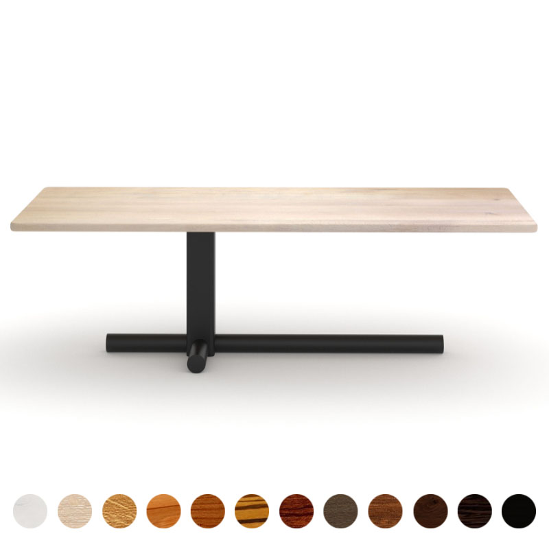 Hochwertiger Couchtisch mit Massivholz Tischplatte Eiche-gekälkt und Tischsäule asymmetrisch Arezzo