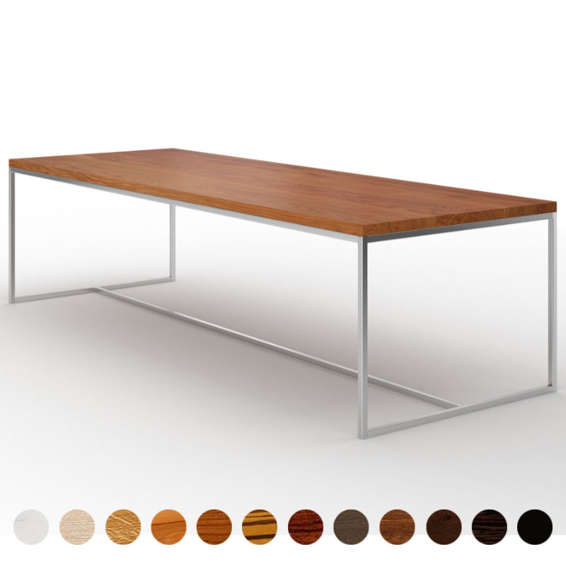 Couchtisch Minimaldesign mit Massivholz Tischplatte Kirsche-amerikanisch und filigranen Metallgestell Bari