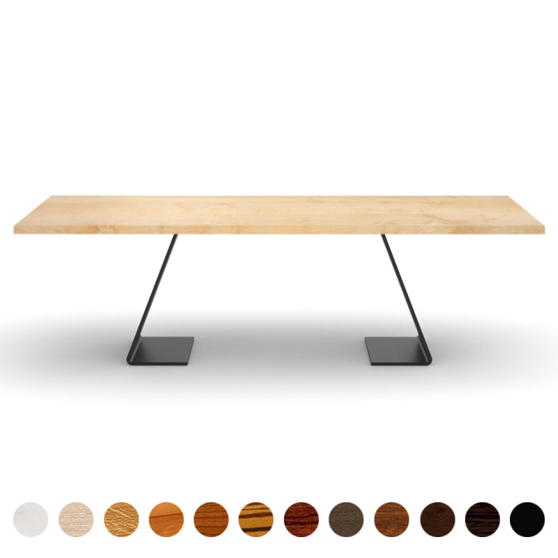 Säulentisch Couchtisch Holz Tischplatte Ahorn und Mittelsäule Catania