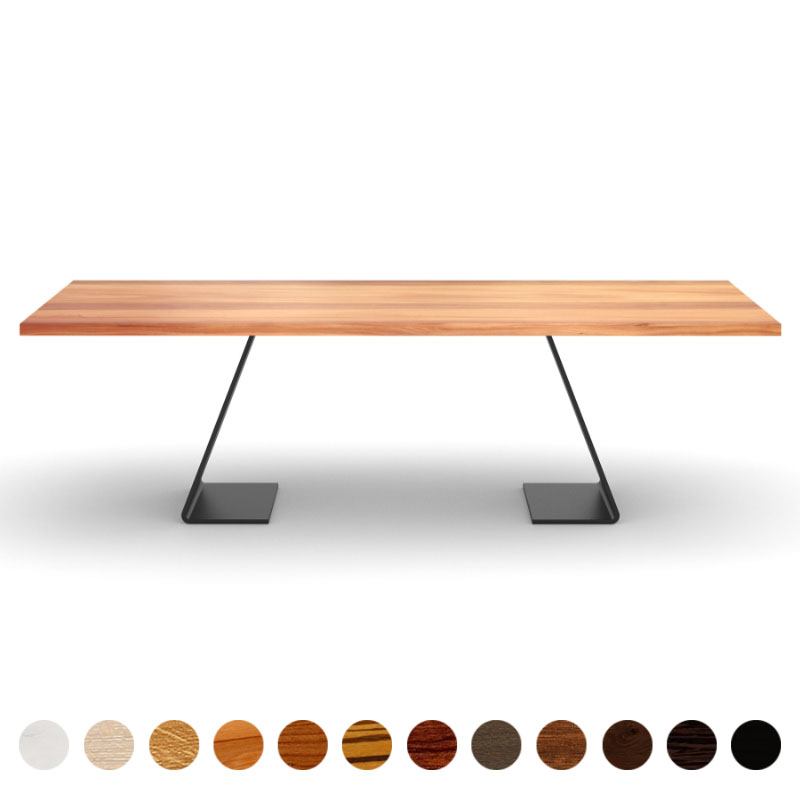 Säulentisch Couchtisch Holz Tischplatte Elsbeere und Mittelsäule Catania