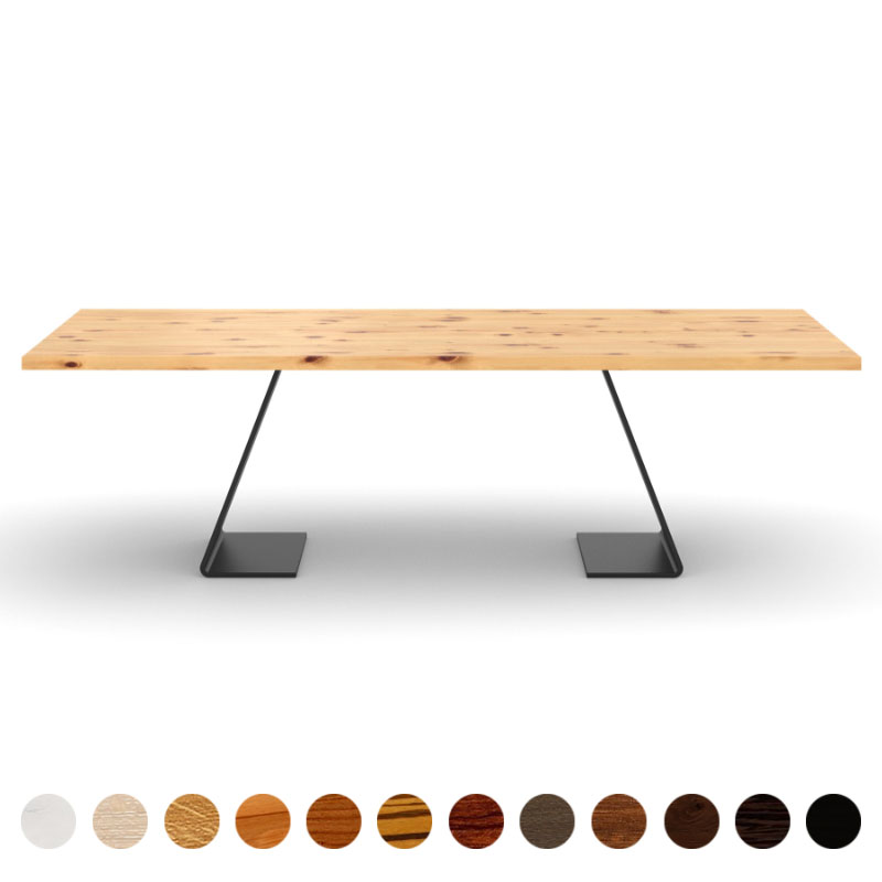 Säulentisch Couchtisch Holz Tischplatte Zirbe und Mittelsäule Catania