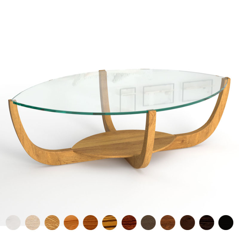 Design‐Couchtisch Porto M3 mit Glas & Holz – exklusiv konfigurierbar & modern gestaltet