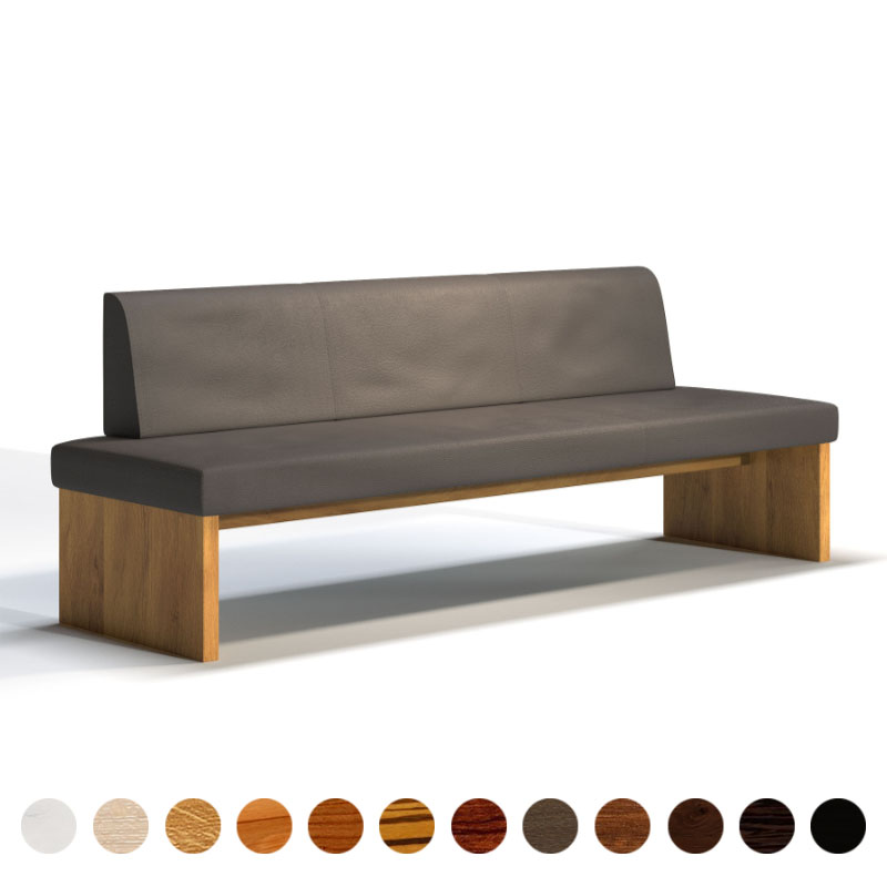 Sitzbank Odessa mit Lehne – Gepolsterte Designbank mit Holzgestell nach Maß