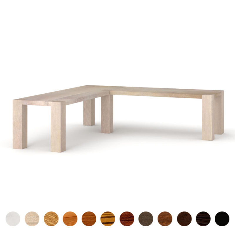 Eck Holzbank Eiche gekalkt für edlen Esstisch exklusive und robuste Handwerksarbeit nach Maß mit einzigartiger heller Optik von groß bis klein